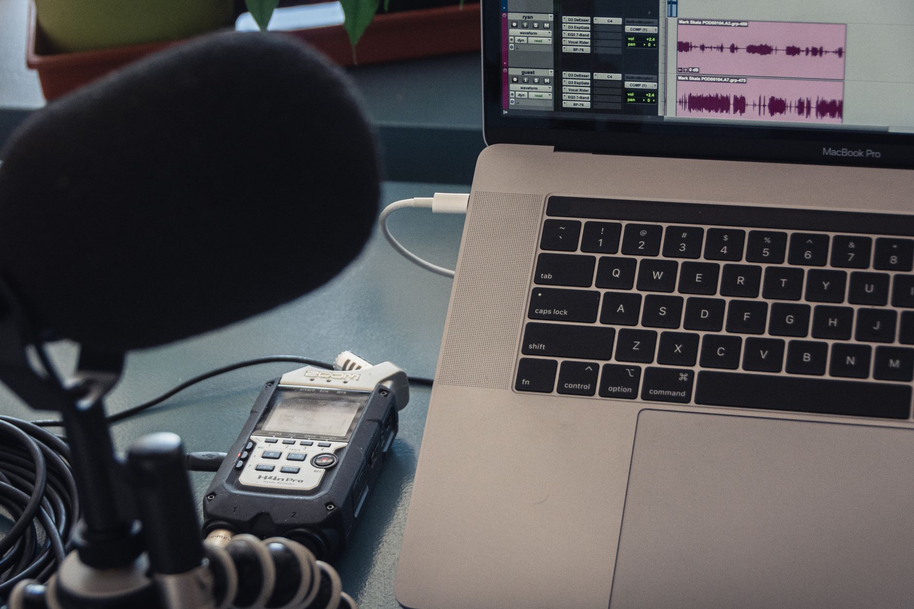 Rode NT1 microphone on shockmount studio close-up