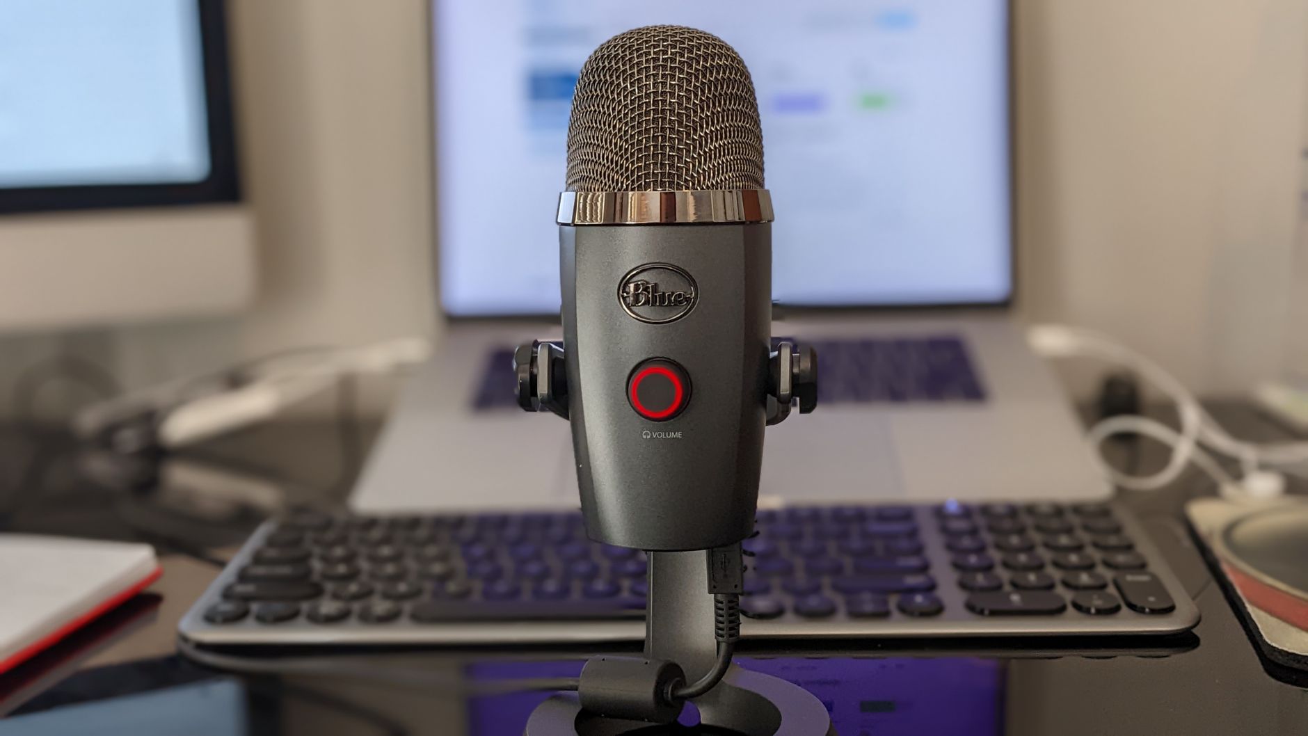 budget home studio desk setup laptop interface microphone