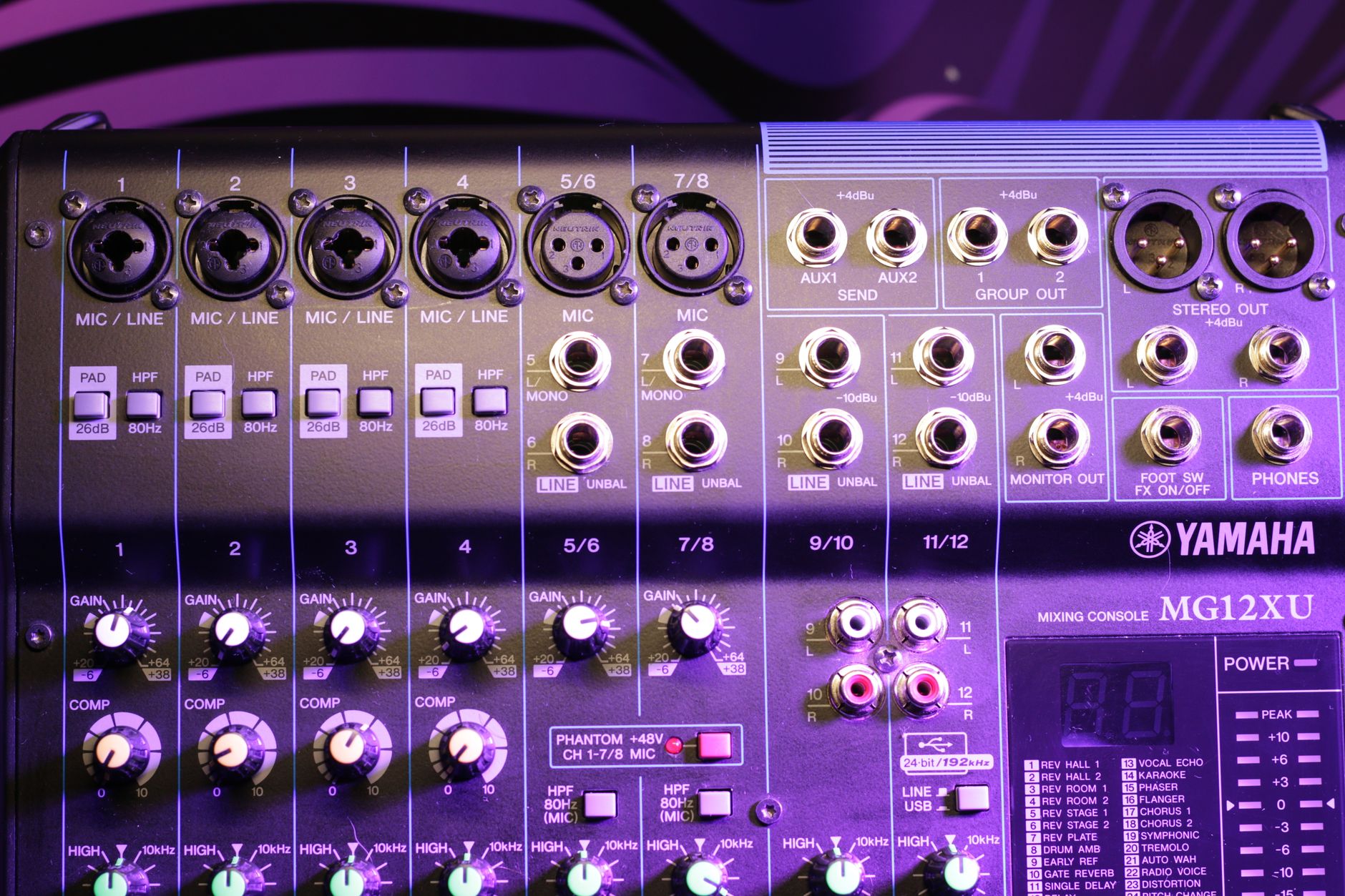 audio interface xlr cable connection close-up