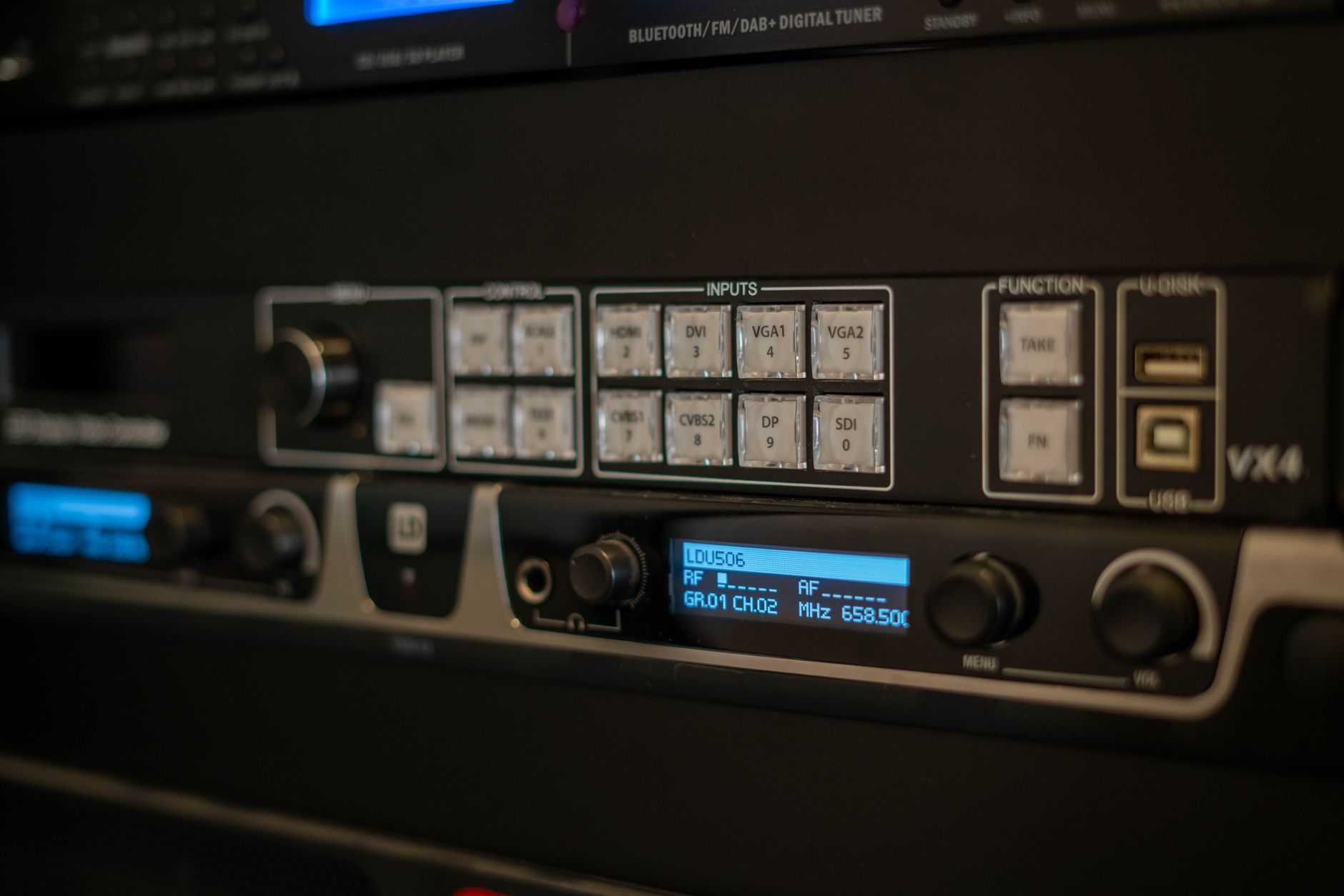 audio interface knobs close-up USB connection
