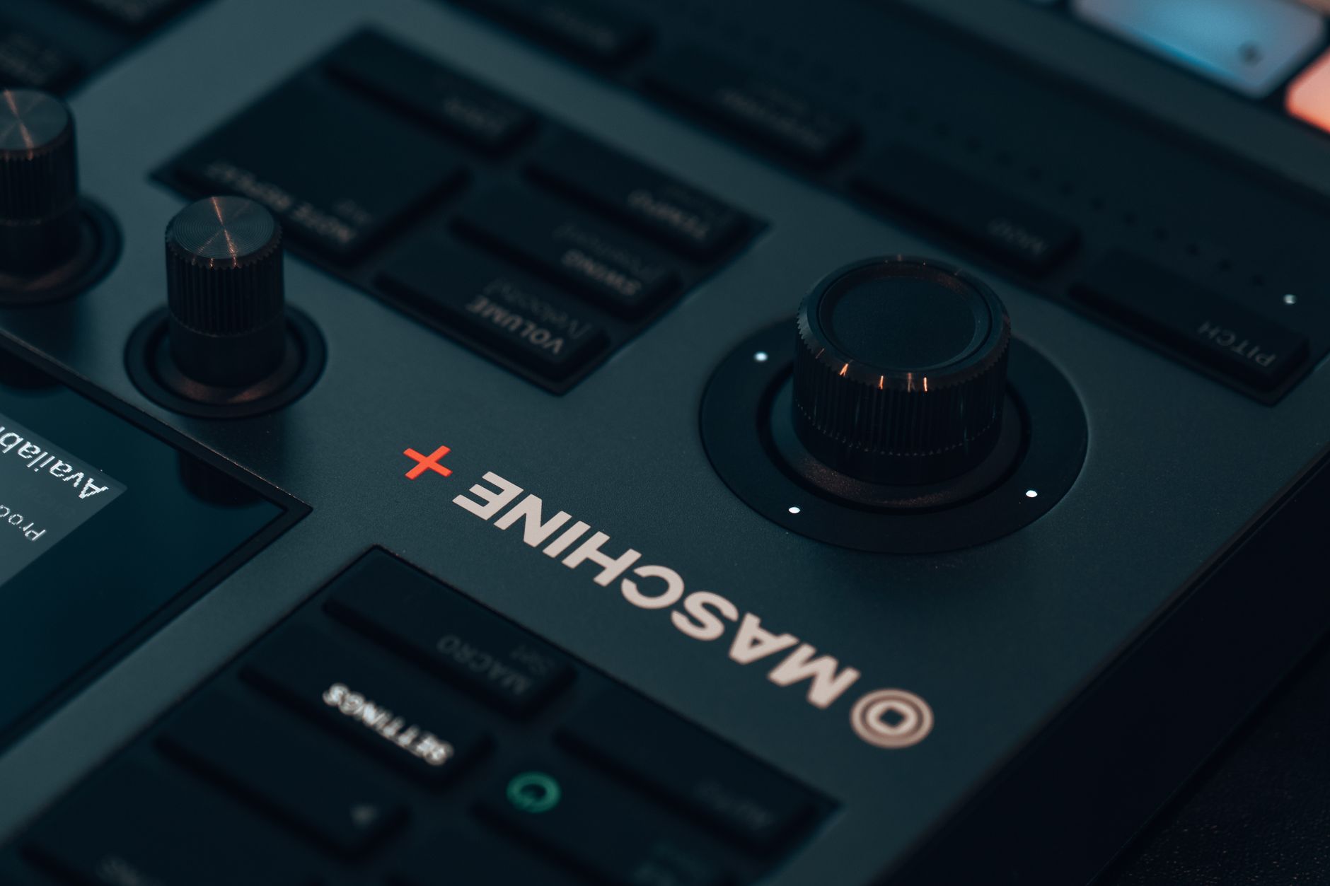 audio interface front panel knobs gain control close-up
