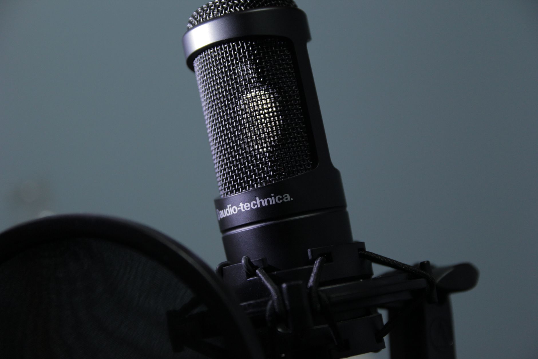 XLR cable plugged into condenser microphone