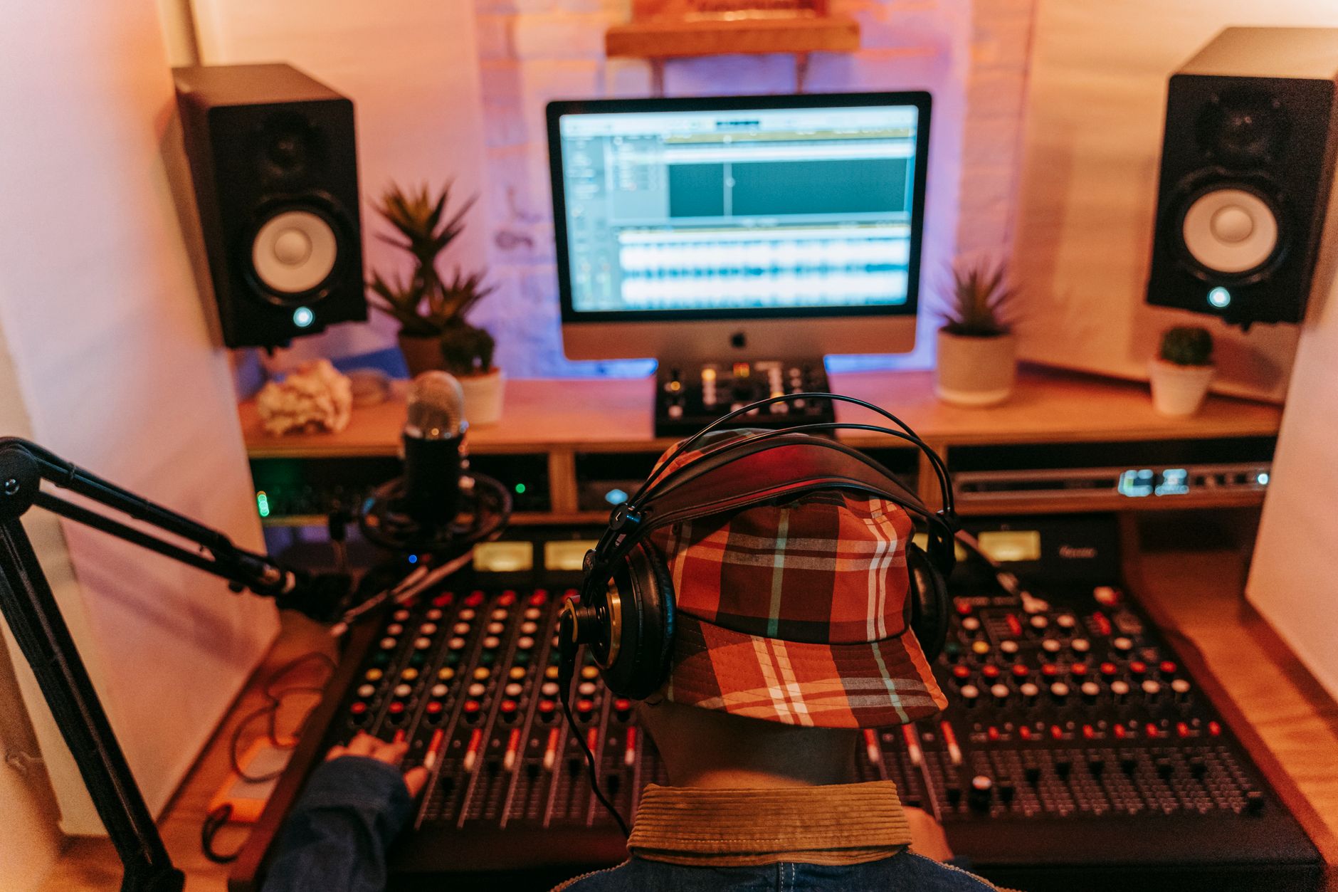 home studio desktop DAW session open on monitor
