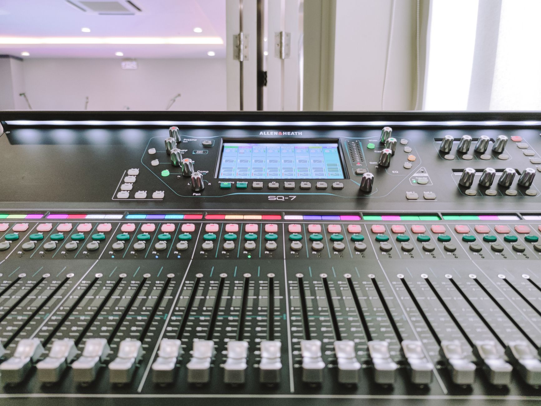 audio interface preamp gain knob studio desk